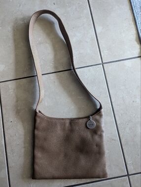 The Sak Taupe Brown Leather Messenger Crossbody